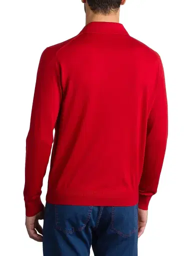 Stefano Ricci Men's Cashmere-Wool Polo Shirt - Red | Thumbnail 3 Stefano Ricci Men's Cashmere-Wool Polo Shirt - Red | Thumbnail 3