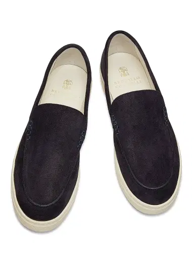 Brunello Cucinelli Men's Leather Slip-On Loafers | Thumbnail 4 Brunello Cucinelli Men's Leather Slip-On Loafers | Thumbnail 4