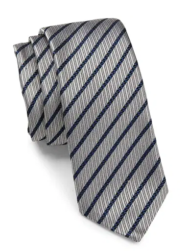 Giorgio Armani Men's Diagonal Striped Silk Jacquard Tie | Thumbnail 1 Giorgio Armani Men's Diagonal Striped Silk Jacquard Tie | Thumbnail 1