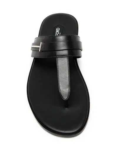 Tom Ford Men's Logo Smooth Leather Sandals - Black | Thumbnail 4 Tom Ford Men's Logo Smooth Leather Sandals - Black | Thumbnail 4