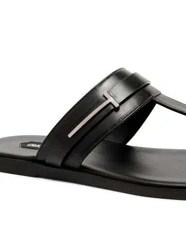 Tom Ford Men's Logo Smooth Leather Sandals - Black | Thumbnail 5 Tom Ford Men's Logo Smooth Leather Sandals - Black | Thumbnail 5