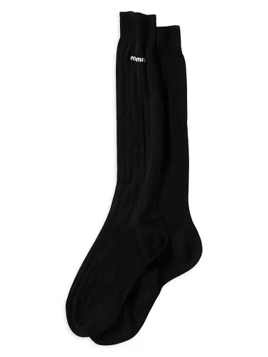 Miu Miu Women's Silk Socks - Black - Size 0 | Thumbnail 1 Miu Miu Women's Silk Socks - Black - Size 0 | Thumbnail 1