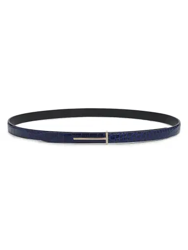 TOM FORD Women's Slim T Crocodile-Embossed Leather Belt - Sea Blue | Thumbnail 1 TOM FORD Women's Slim T Crocodile-Embossed Leather Belt - Sea Blue | Thumbnail 1
