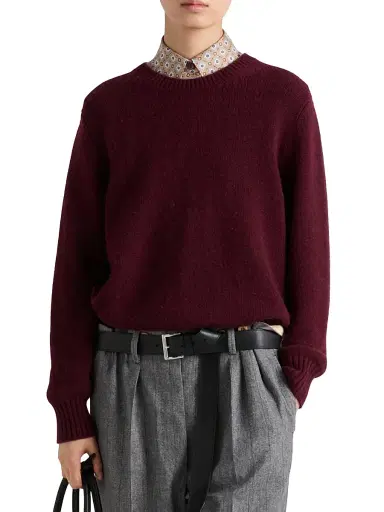 Prada Women's Wool and Cashmere Crew-Neck Sweater - Dark Red - Size 8 | Thumbnail 2 Prada Women's Wool and Cashmere Crew-Neck Sweater - Dark Red - Size 8 | Thumbnail 2