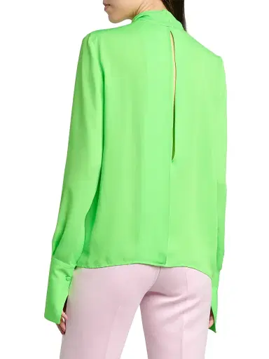 Tom Ford Women's Silk-Georgette Tieneck Blouse - Green Flash | Thumbnail 5 Tom Ford Women's Silk-Georgette Tieneck Blouse - Green Flash | Thumbnail 5