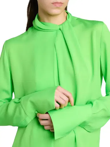 Tom Ford Women's Silk-Georgette Tieneck Blouse - Green Flash | Thumbnail 6 Tom Ford Women's Silk-Georgette Tieneck Blouse - Green Flash | Thumbnail 6