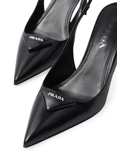 Prada Women's Brushed Leather Slingback Pumps - Black - Size 4.5 | Thumbnail 4 Prada Women's Brushed Leather Slingback Pumps - Black - Size 4.5 | Thumbnail 4