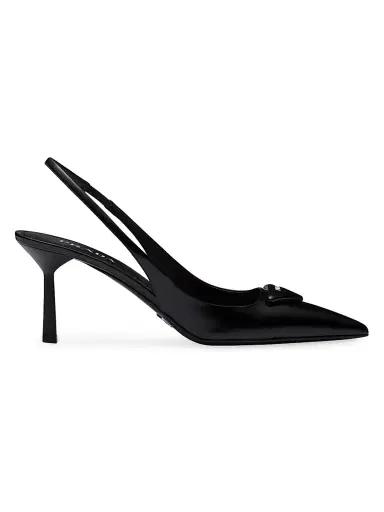 Prada Women's Brushed Leather Slingback Pumps - Black - Size 4.5 | Thumbnail 1 Prada Women's Brushed Leather Slingback Pumps - Black - Size 4.5 | Thumbnail 1