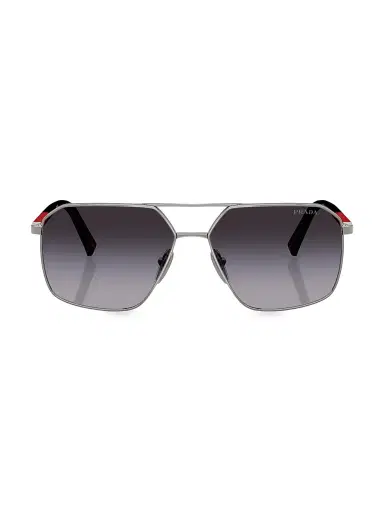 Prada Men's 60MM Aviator Sunglasses - Gunmetal | Thumbnail 2 Prada Men's 60MM Aviator Sunglasses - Gunmetal | Thumbnail 2