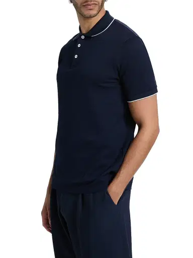Giorgio Armani Men's Cotton Jersey Polo Shirt - Blue - Size 42 | Thumbnail 4 Giorgio Armani Men's Cotton Jersey Polo Shirt - Blue - Size 42 | Thumbnail 4