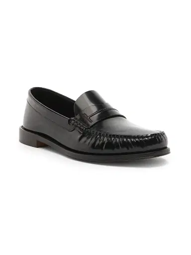 Tom Ford Men's Burnished Leather Penny Loafers - Black | Thumbnail 2 Tom Ford Men's Burnished Leather Penny Loafers - Black | Thumbnail 2