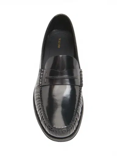 Tom Ford Men's Burnished Leather Penny Loafers - Black | Thumbnail 4 Tom Ford Men's Burnished Leather Penny Loafers - Black | Thumbnail 4