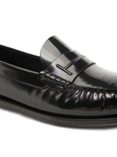 Tom Ford Men's Burnished Leather Penny Loafers - Black | Thumbnail 5 Tom Ford Men's Burnished Leather Penny Loafers - Black | Thumbnail 5