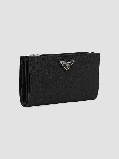 Prada Women's Large Saffiano Leather Wallet - Black Silver | Thumbnail 2 Prada Women's Large Saffiano Leather Wallet - Black Silver | Thumbnail 2