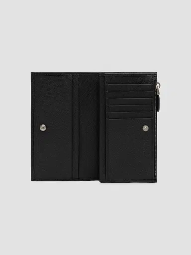 Prada Women's Large Saffiano Leather Wallet - Black Silver | Thumbnail 4 Prada Women's Large Saffiano Leather Wallet - Black Silver | Thumbnail 4