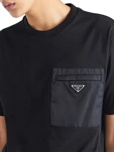 Prada Men's Re-Nylon and Jersey T-Shirt - Black | Thumbnail 4 Prada Men's Re-Nylon and Jersey T-Shirt - Black | Thumbnail 4