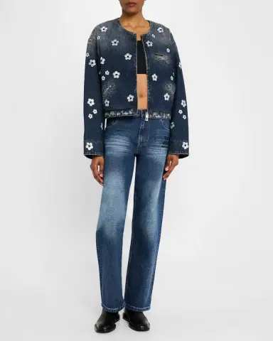 Marc Jacobs Daisy Sequined Denim Crop Jacket | Thumbnail 2 Marc Jacobs Daisy Sequined Denim Crop Jacket | Thumbnail 2