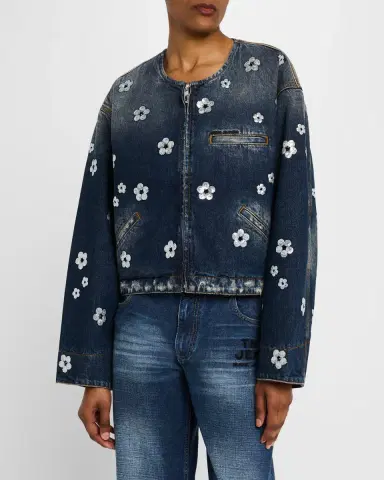 Marc Jacobs Daisy Sequined Denim Crop Jacket | Thumbnail 4 Marc Jacobs Daisy Sequined Denim Crop Jacket | Thumbnail 4