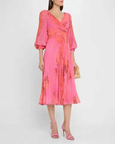 Rickie Freeman for Teri Jon Pleated Abstract-Print Chiffon Midi Dress | Thumbnail 2 Rickie Freeman for Teri Jon Pleated Abstract-Print Chiffon Midi Dress | Thumbnail 2