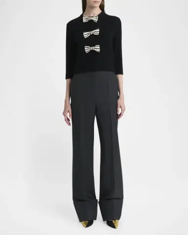 Valentino Garavani Cuffed Wool Trousers | Thumbnail 2 Valentino Garavani Cuffed Wool Trousers | Thumbnail 2