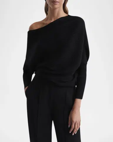 Reiss Lorna Ribbed One-Shoulder Top | Thumbnail 4 Reiss Lorna Ribbed One-Shoulder Top | Thumbnail 4