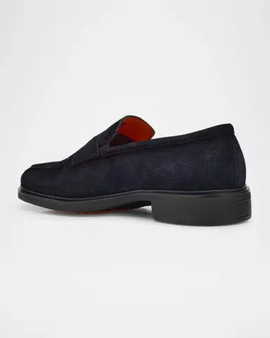 Santoni Men's Easy Suede Penny Loafers | Thumbnail 2 Santoni Men's Easy Suede Penny Loafers | Thumbnail 2