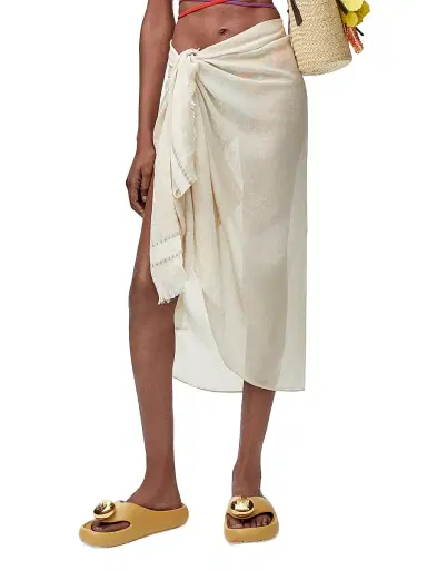 Loewe Women's x Paula's Ibiza Anagram Cotton Pareo - Light Beige | Thumbnail 2 Loewe Women's x Paula's Ibiza Anagram Cotton Pareo - Light Beige | Thumbnail 2