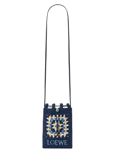 Loewe Women's x Paula's Ibiza Drawstring Crochet Raffia Pocket Pouch - Navy Sky Blue | Thumbnail 4 Loewe Women's x Paula's Ibiza Drawstring Crochet Raffia Pocket Pouch - Navy Sky Blue | Thumbnail 4
