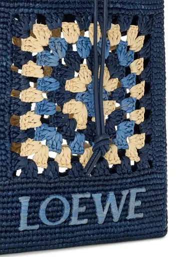 Loewe Women's x Paula's Ibiza Drawstring Crochet Raffia Pocket Pouch - Navy Sky Blue | Thumbnail 6 Loewe Women's x Paula's Ibiza Drawstring Crochet Raffia Pocket Pouch - Navy Sky Blue | Thumbnail 6