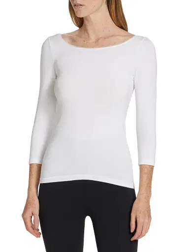 Wolford Women's Cordoba Boatneck Three-Quarter Sleeve Top - White - Size Large | Thumbnail 3 Wolford Women's Cordoba Boatneck Three-Quarter Sleeve Top - White - Size Large | Thumbnail 3