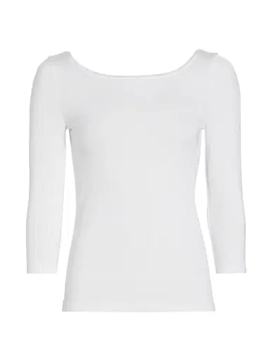 Wolford Women's Cordoba Boatneck Three-Quarter Sleeve Top - White - Size Large | Thumbnail 1 Wolford Women's Cordoba Boatneck Three-Quarter Sleeve Top - White - Size Large | Thumbnail 1