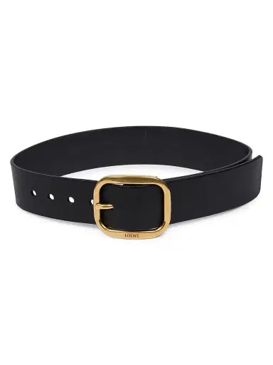 LOEWE Women's Rounded Leather Belt - Black Vintage Brass | Thumbnail 1 LOEWE Women's Rounded Leather Belt - Black Vintage Brass | Thumbnail 1