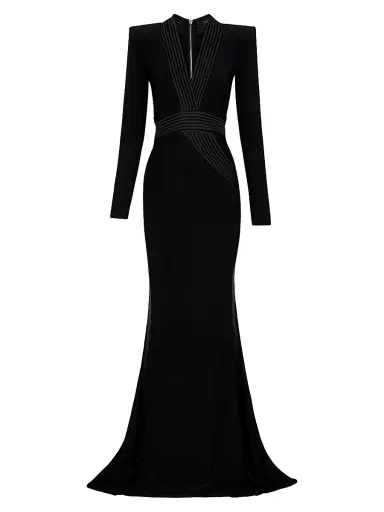 Zhivago Women's Battle Lines The Heiress V-Neck Gown - Black - Size 2 | Thumbnail 1 Zhivago Women's Battle Lines The Heiress V-Neck Gown - Black - Size 2 | Thumbnail 1