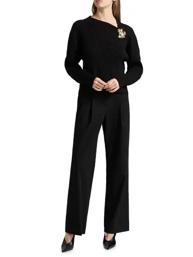 Acler Women's Westie Floral-Detail Knit Sweater - Black | Thumbnail 2 Acler Women's Westie Floral-Detail Knit Sweater - Black | Thumbnail 2