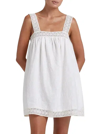 Peony Women's Tapestry Broderie Cover-Up Minidress - Gardenia | Thumbnail 3 Peony Women's Tapestry Broderie Cover-Up Minidress - Gardenia | Thumbnail 3