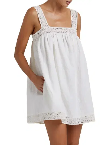 Peony Women's Tapestry Broderie Cover-Up Minidress - Gardenia | Thumbnail 4 Peony Women's Tapestry Broderie Cover-Up Minidress - Gardenia | Thumbnail 4
