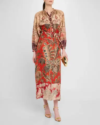 Pierre-Louis Mascia Floral-Print Silk Midi Dress | Thumbnail 2 Pierre-Louis Mascia Floral-Print Silk Midi Dress | Thumbnail 2