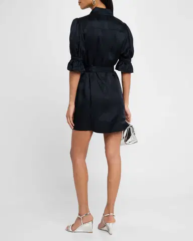 Cinq à Sept Holly Puff-Sleeve Zip-Front Mini Dress | Thumbnail 3 Cinq à Sept Holly Puff-Sleeve Zip-Front Mini Dress | Thumbnail 3