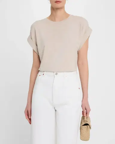 Majestic Filatures French Terry Rolled-Cuff Short-Sleeve Crewneck Tee | Thumbnail 4 Majestic Filatures French Terry Rolled-Cuff Short-Sleeve Crewneck Tee | Thumbnail 4