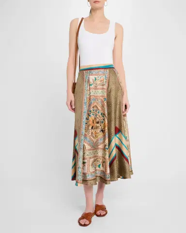 Pierre-Louis Mascia Printed A-Line Silk Midi Skirt | Thumbnail 2 Pierre-Louis Mascia Printed A-Line Silk Midi Skirt | Thumbnail 2