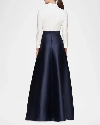 Kay Unger New York Phoebe 3/4-Sleeve Collared Poplin A-Line Gown | Thumbnail 2 Kay Unger New York Phoebe 3/4-Sleeve Collared Poplin A-Line Gown | Thumbnail 2