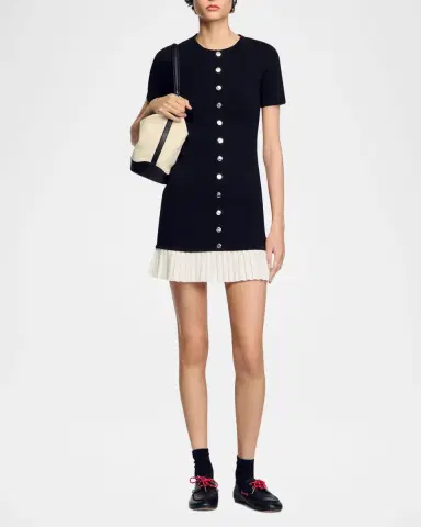 Sandro Paradis Pleated-Hem Mini Dress | Thumbnail 2 Sandro Paradis Pleated-Hem Mini Dress | Thumbnail 2