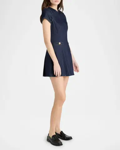 Cinq à Sept Nova Short-Sleeve Denim Mini Dress | Thumbnail 4 Cinq à Sept Nova Short-Sleeve Denim Mini Dress | Thumbnail 4