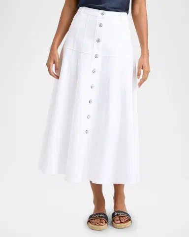 Cinq à Sept Veena Button-Front Midi Skirt | Thumbnail 3 Cinq à Sept Veena Button-Front Midi Skirt | Thumbnail 3