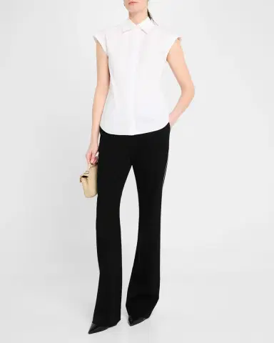 Lafayette 148 New York Fitted Cap-Sleeve Cotton Shirt | Thumbnail 2 Lafayette 148 New York Fitted Cap-Sleeve Cotton Shirt | Thumbnail 2