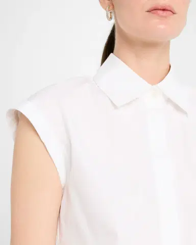 Lafayette 148 New York Fitted Cap-Sleeve Cotton Shirt | Thumbnail 5 Lafayette 148 New York Fitted Cap-Sleeve Cotton Shirt | Thumbnail 5