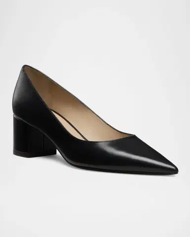 Stuart Weitzman Stuart Leather Block-Heel Pumps | Thumbnail 2 Stuart Weitzman Stuart Leather Block-Heel Pumps | Thumbnail 2
