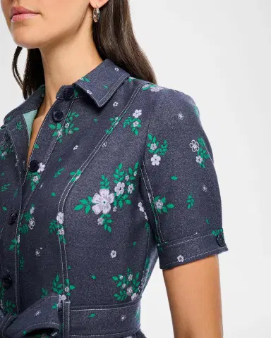 Shoshanna Archie Floral-Print Denim Mini Dress | Thumbnail 4 Shoshanna Archie Floral-Print Denim Mini Dress | Thumbnail 4