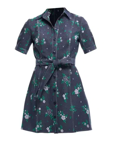 Shoshanna Archie Floral-Print Denim Mini Dress | Thumbnail 1 Shoshanna Archie Floral-Print Denim Mini Dress | Thumbnail 1