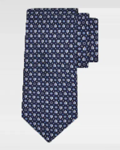 Ferragamo Men's Gancini Micro-Turtle Silk Tie | Thumbnail 2 Ferragamo Men's Gancini Micro-Turtle Silk Tie | Thumbnail 2